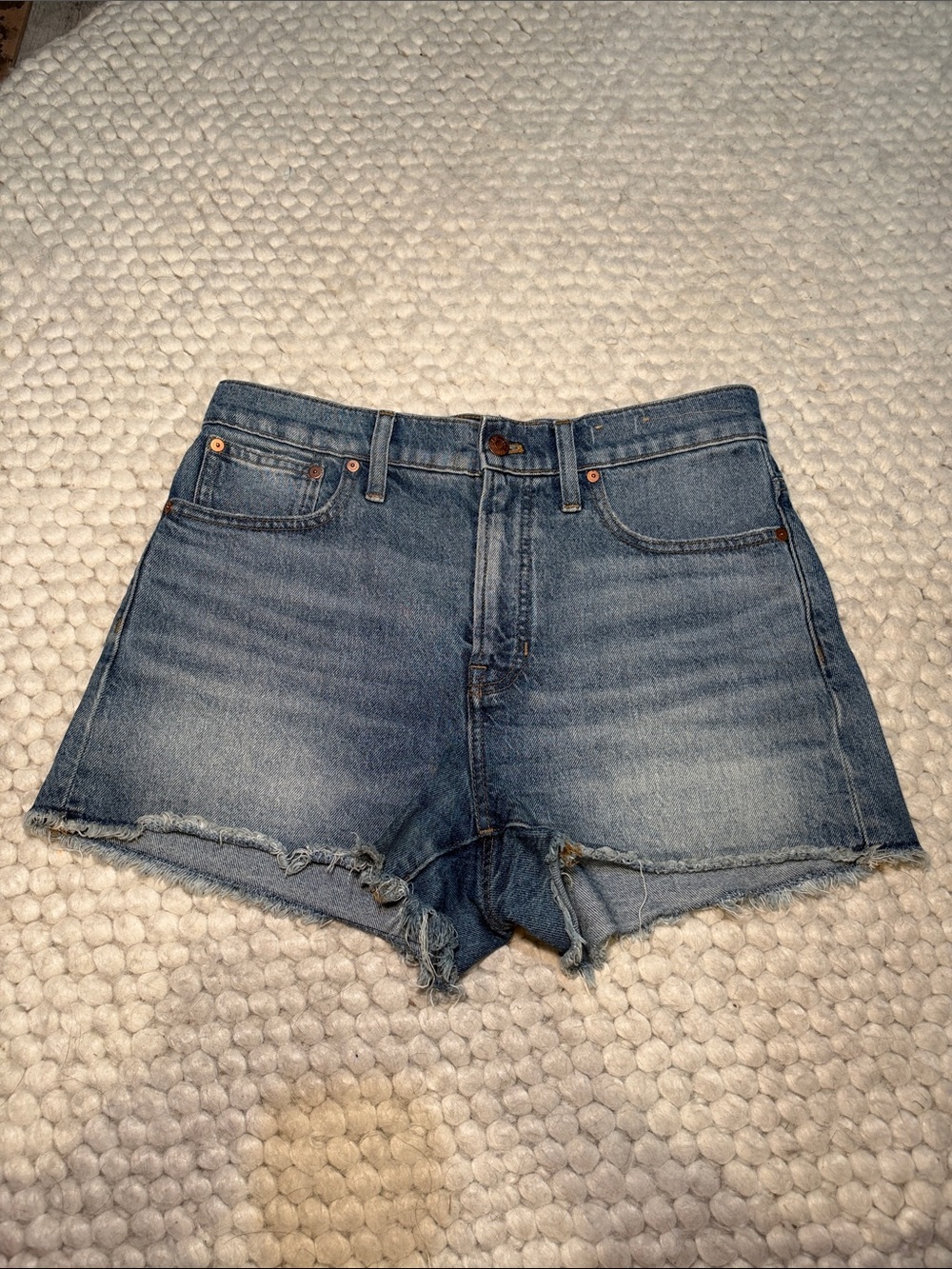 Madewell Medium Blue High-Rise Cutoff Denim Shorts